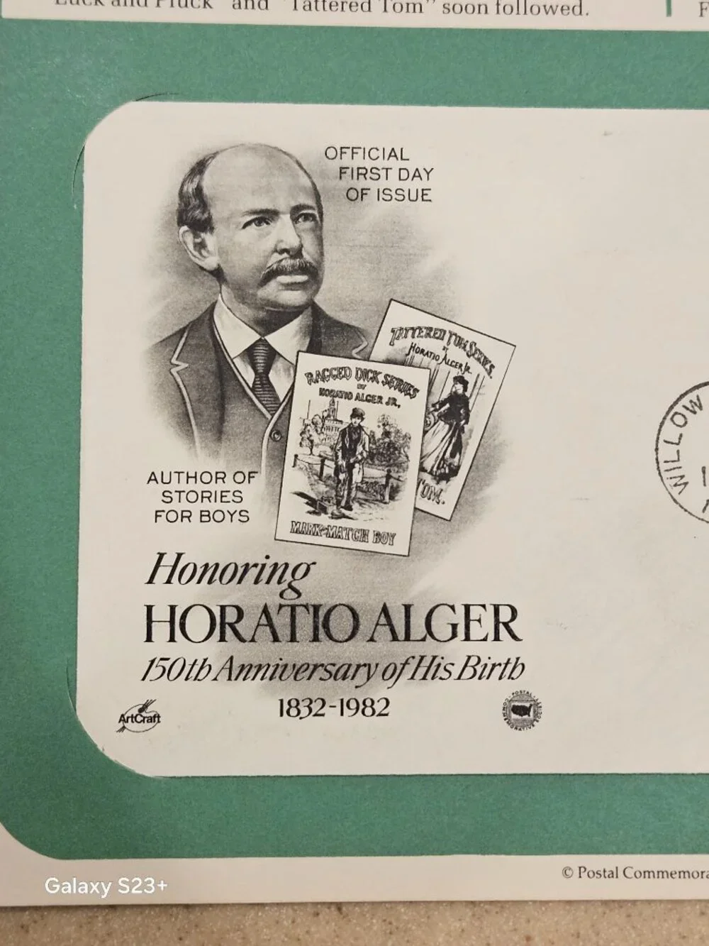 RARE COLLECTIBLE USPS 1ST DAY ISSUE COVER HORATIO ALGER STORIES FOR BOYS STAMP